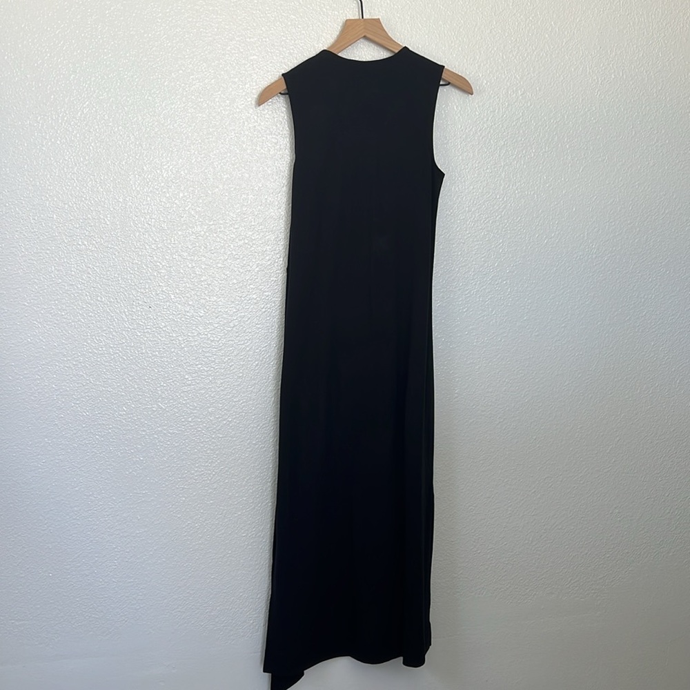Vince Midi Dress in Black Belted Pima Cotton - Picture 8 of 11